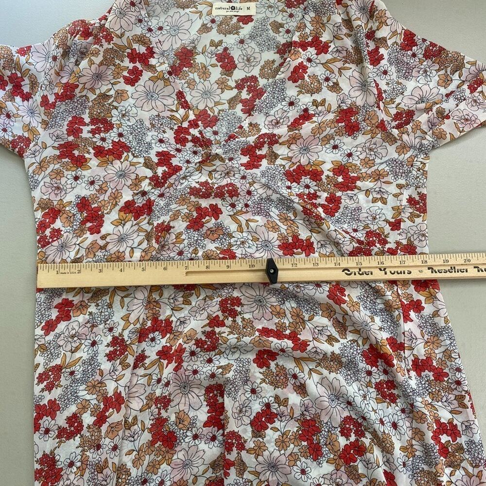 Natural Life Maxi Dress Medium Sheer Retro Floral Tiered Bell Boho Cottagecore - Picture 9 of 12